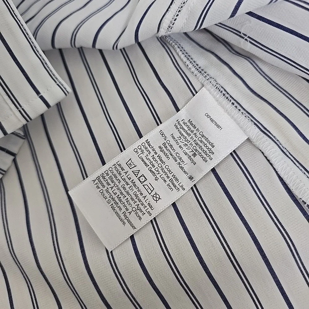 NWT Madewell Puff-Sleeve Button Up Stripe Size 12 NT779 Preppy Office‎ Coastal